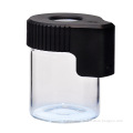 Air Tight Transparent Dull Polish Magnifying Plastic Glass Jar Stash Container with Led Light